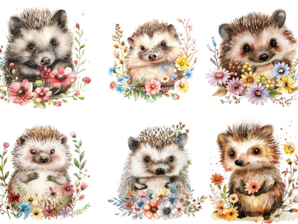 Cute baby hedgehog with flower t shirt vector file