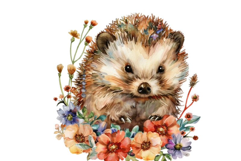 cute baby Hedgehog with flower