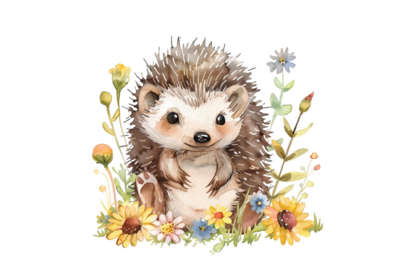 cute baby Hedgehog with flower