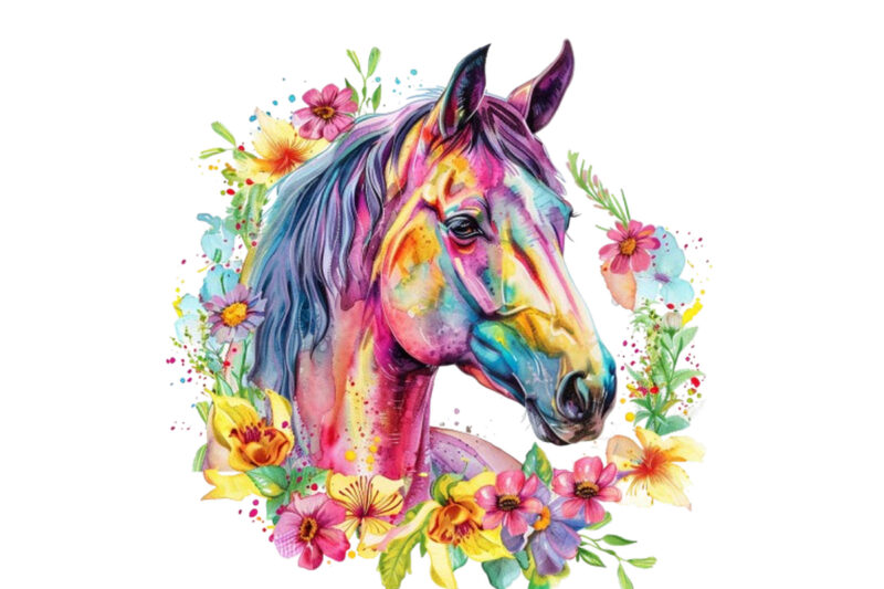 horse with flowers clipart