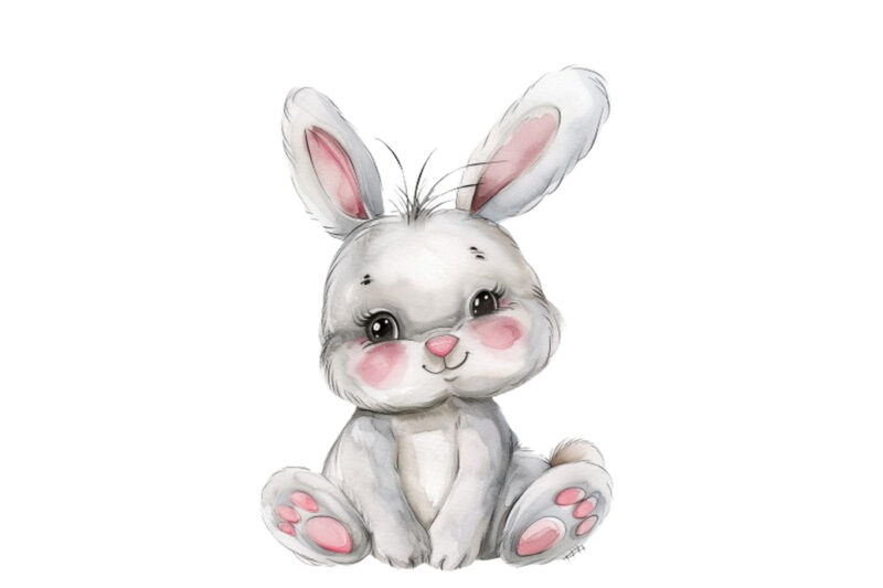 watercolour cute cartoon Bunny clipart