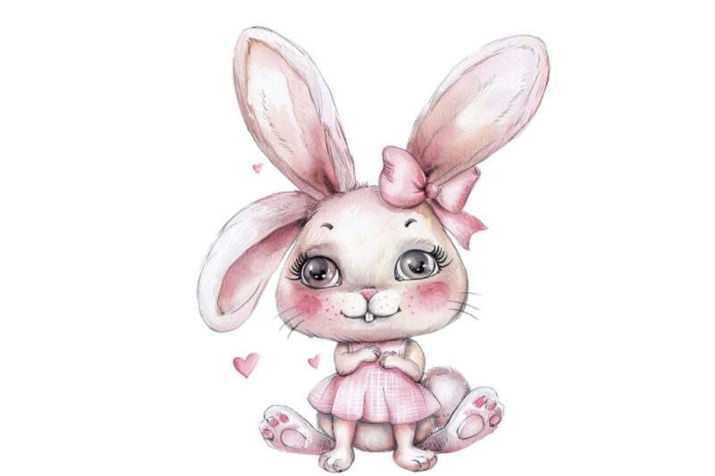 watercolour cute cartoon Bunny clipart