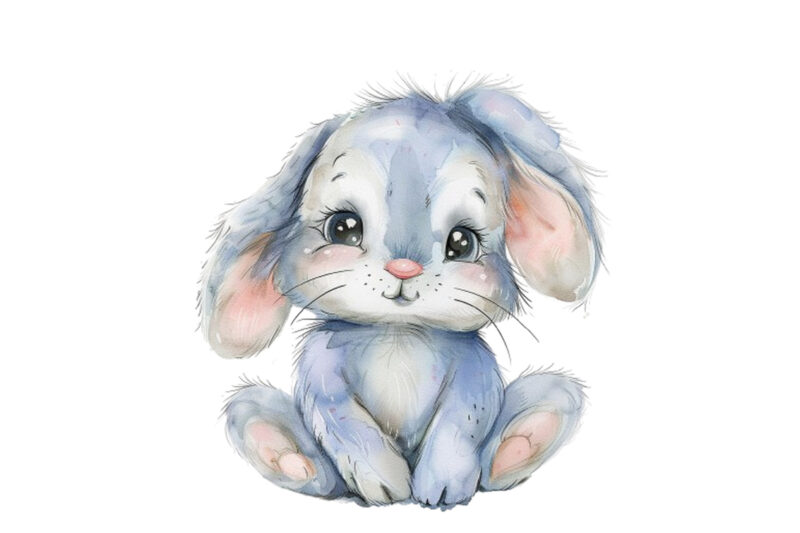 watercolour cute cartoon Bunny clipart