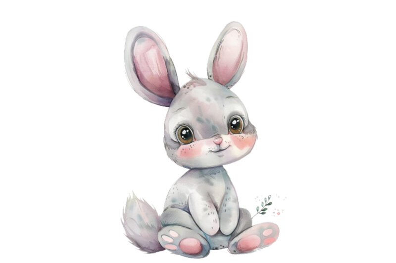 watercolour cute cartoon Bunny clipart