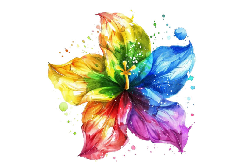 watercolour rainbow flower clipart