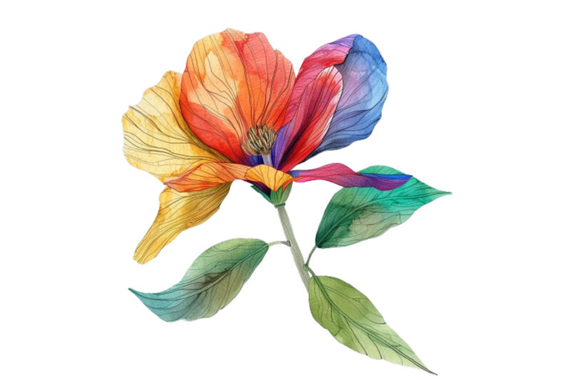 watercolour rainbow flower clipart