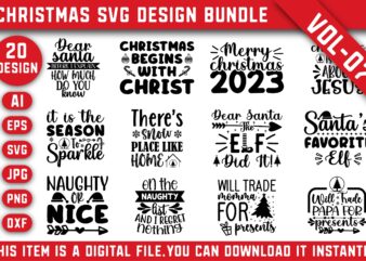Christmas SVG bundle, Merry Christmas cut files bundle, Christmas Cricut cut files, Christmas t-shirt bundle, Christmas shirt design bundle