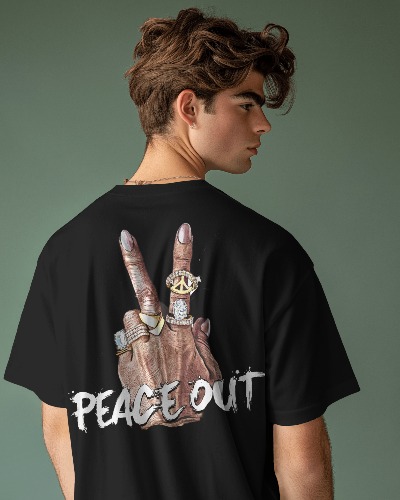 Peace out hands wearing rings sign peace out t shirt design, graphic, typographic poster or tshirts street wear and Urban style