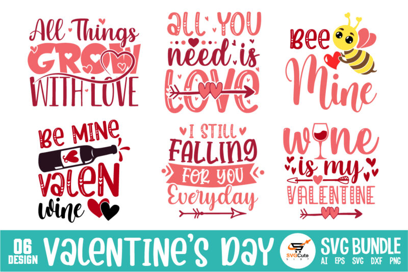 Valentines Day SVG Bundle, be my valentine vector, cute heart vector, funny valentines design, happy valentine shirt print template