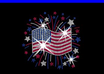 Wavy Flag inside a Firework 4th Of July Bling Flag USA PNG, Bling 4th Of July PNG