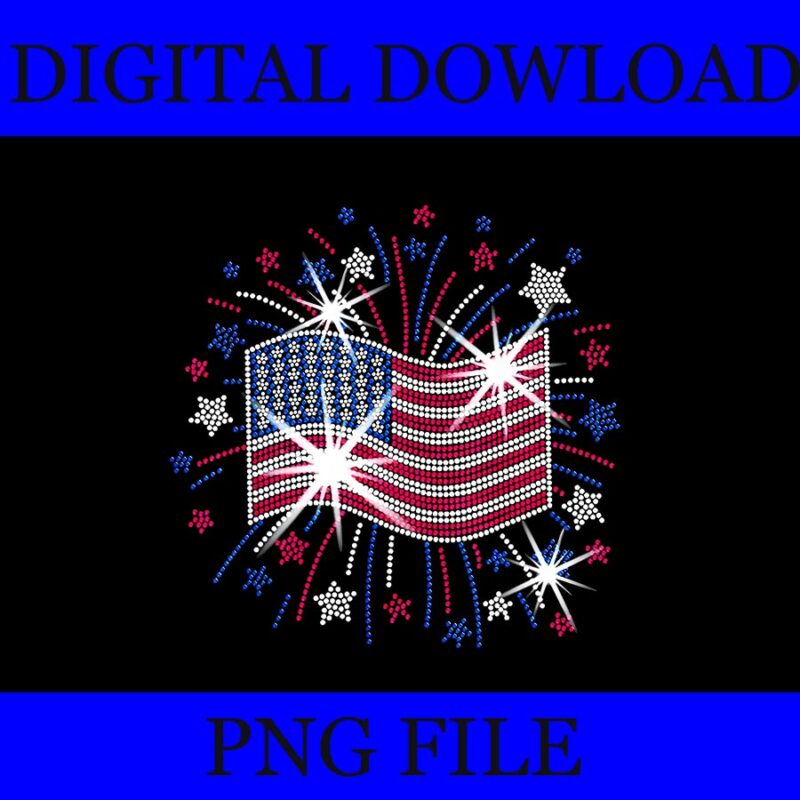 Wavy Flag inside a Firework 4th Of July Bling Flag USA PNG, Bling 4th Of July PNG