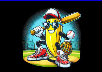 Banana Playing Baseball PNG, Banana Baseball PNG, Banana 4TH Of July PNG