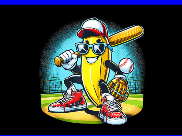 Banana playing baseball png, banana baseball png, banana 4th of july png t shirt template