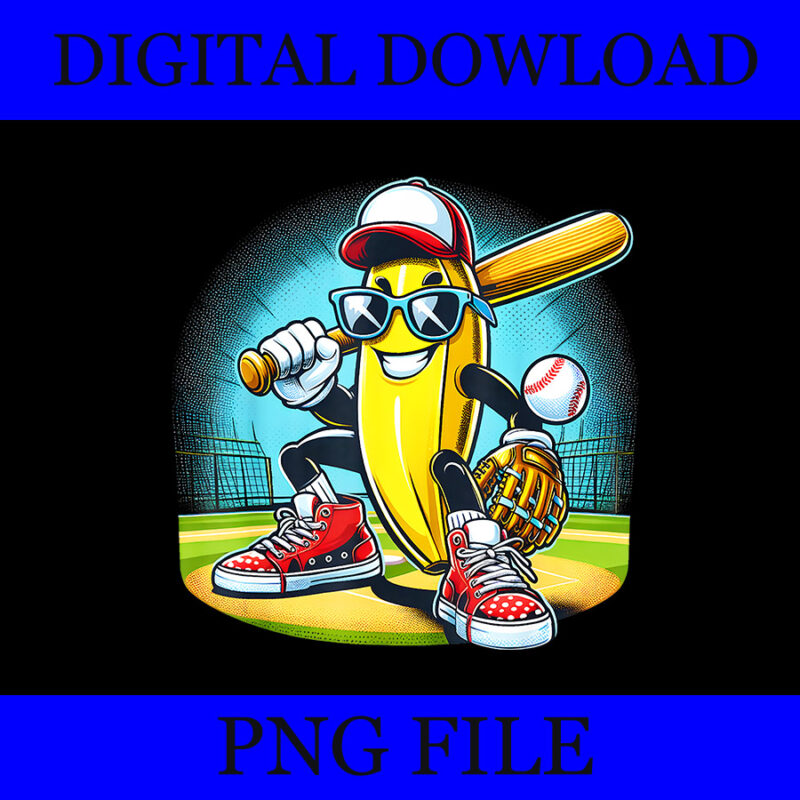 Banana Playing Baseball PNG, Banana Baseball PNG, Banana 4TH Of July PNG