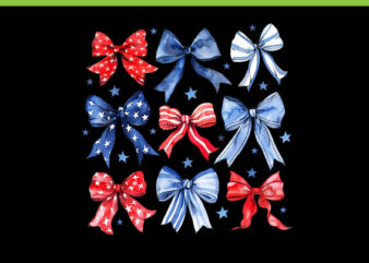 Coquette American PNG, Coquette Bows 4th Of July PNG, Popsicle Bows Patriotic PNG t shirt vector file