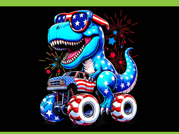 Dinosaur 4th of july png, dinosaur t-rex monster truck png, t shirt vector illustration