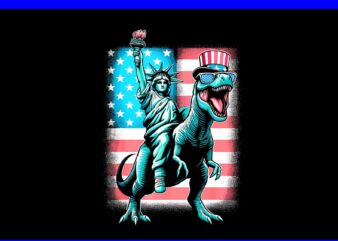 Dino Statue Of Liberty 4th Of July PNG, Dinosaur 4th Of July PNG t shirt vector illustration