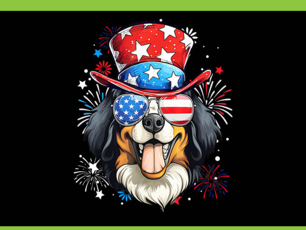 Bernese mountain 4th of july dog png, bernese mountain patriotic usa flag png t shirt template