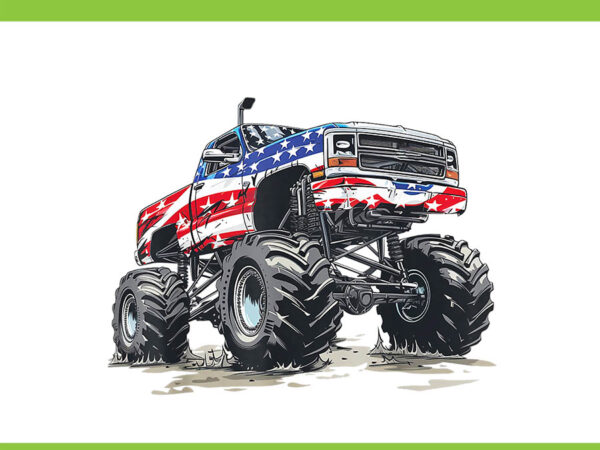 Monster truck american flag png, monster truck 4th of july png t shirt designs for sale