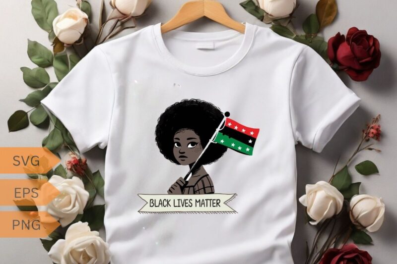 BLACK LIVES MATTER African kids holding a Juneteenth flag Black Pride T-Shirt design vector, Juneteenth day flag black pride t-shirt