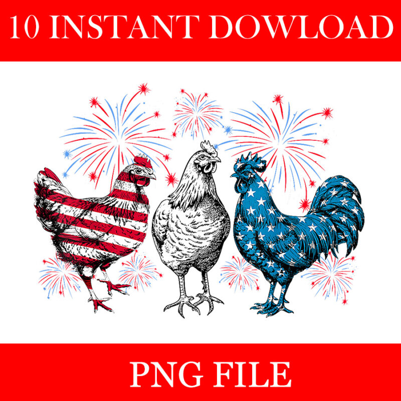 Chicken USA Flag Patriotic PNG, Chicken Lover 4th of July PNG