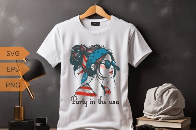 Party In USA 4th of July Shirt, Flag American Kids Women Girl T-Shirt design vector, july, 4th, American, party, flag, women, Usa, shirt