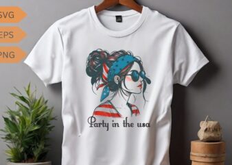 Party In USA 4th of July Shirt, Flag American Kids Women Girl T-Shirt design vector, july, 4th, American, party, flag, women, Usa, shirt