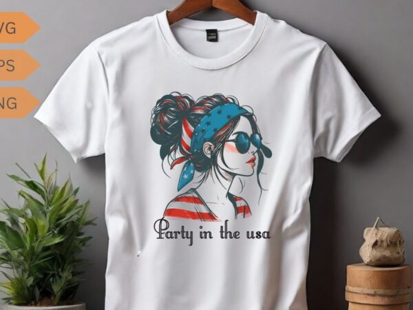 Party in usa 4th of july shirt, flag american kids women girl t-shirt design vector, july, 4th, american, party, flag, women, usa, shirt