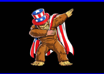 Dabbing Bigfoot 4th Of July PNG, Sasquatch American Flag PNG, Bigfoot 4th Of July PNG