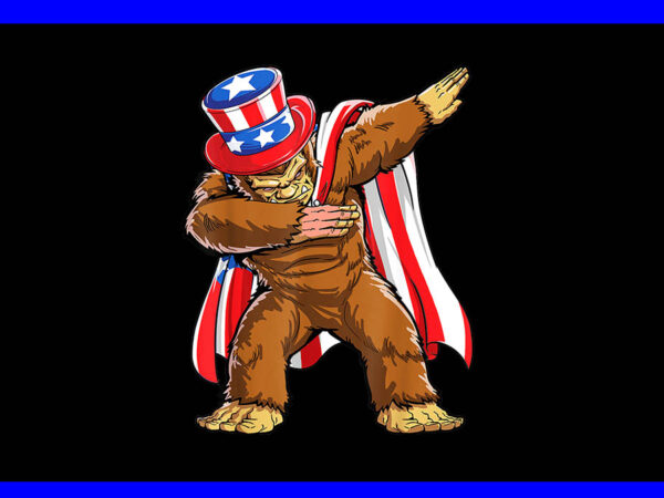 Dabbing bigfoot 4th of july png, sasquatch american flag png, bigfoot 4th of july png t shirt vector illustration