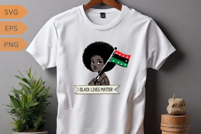 BLACK LIVES MATTER African kids holding a Juneteenth flag Black Pride T-Shirt design vector, Juneteenth day flag black pride t-shirt
