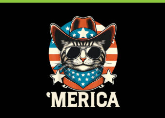 ‘MERICA American Cat Sunglasses PNG, Cat Merica 4th Of July PNG