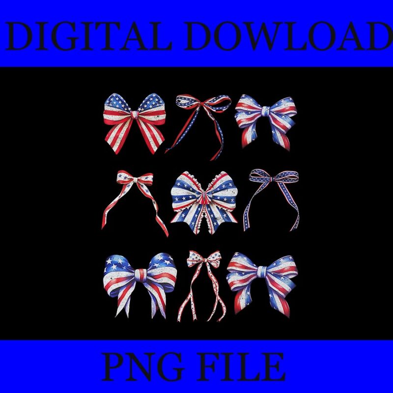 Coquette Bow Patriotic 4th Of July PNG