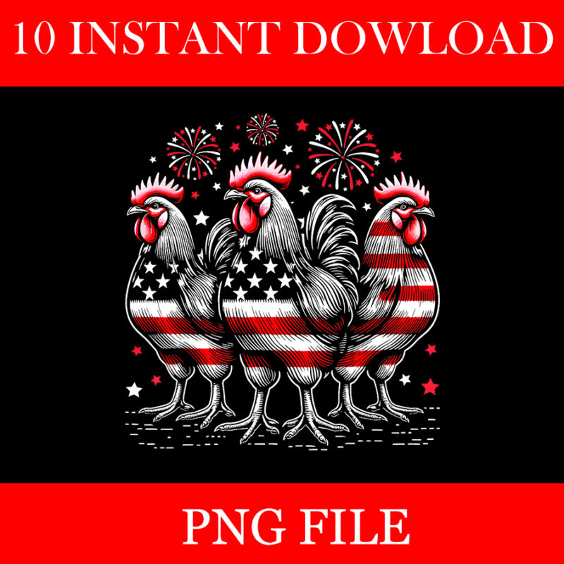 Chicken USA Flag Patriotic PNG, Chicken Lover 4th of July PNG