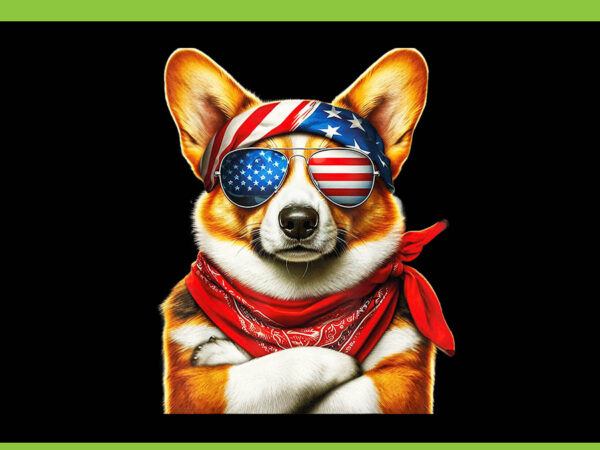 Corgi patriotic png, corgi 4th of july png t shirt vector file