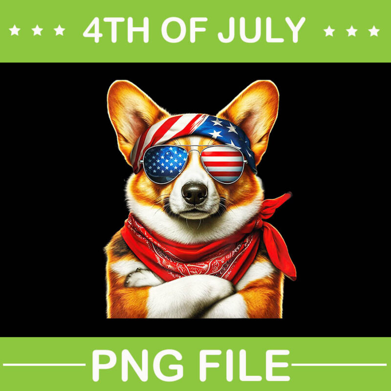 Corgi Patriotic PNG, Corgi 4TH Of July PNG