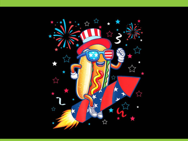 Hotdog 4th of july patriotic rocket and fireworks png, hotdog 4th of july png graphic t shirt