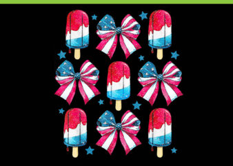 Coquette American PNG, Coquette Bows 4th Of July PNG, Popsicle Bows Patriotic PNG