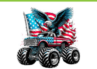 Monster Truck Bald Eagle PNG, Eagle 4th Of July PNG, Truck 4th Of July PNG t shirt designs for sale