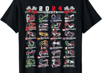 2024 Open Wheel Formula Racing World Circuits Race Tracks T-Shirt