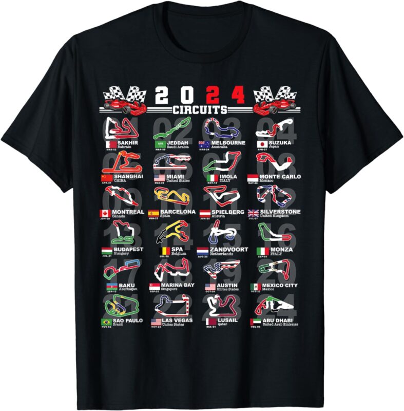 2024 Open Wheel Formula Racing World Circuits Race Tracks T-Shirt