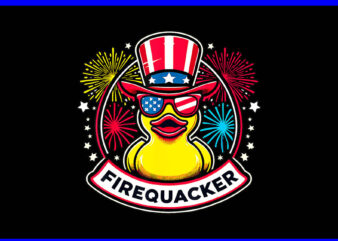 Firequacker 4th Of July Rubber Duck USA Flag PNG, Firequacker 4TH Of July PNG t shirt graphic design