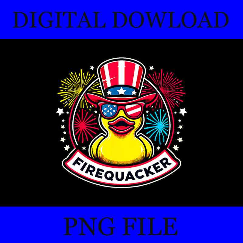 Firequacker 4th Of July Rubber Duck USA Flag PNG, Firequacker 4TH Of July PNG