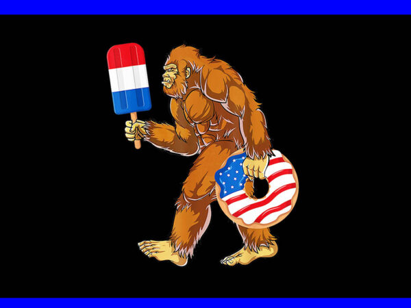 Bigfoot 4th of july png, bigfoot sasquatch american flag patriotic png t shirt template