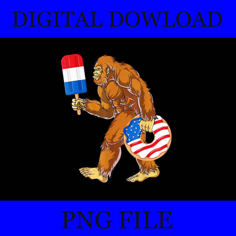 Bigfoot 4th Of July PNG, Bigfoot Sasquatch American Flag Patriotic PNG