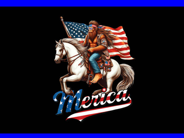 Bigfoot merica usa mullet bandana horse riding png, bigfoot merica png t shirt template