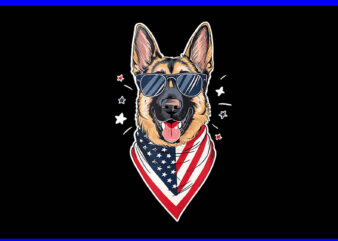 German Shepherd 4th Of July PNG, German Shepherd Flag USA PNG