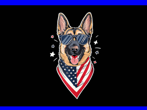 German shepherd 4th of july png, german shepherd flag usa png t shirt design template