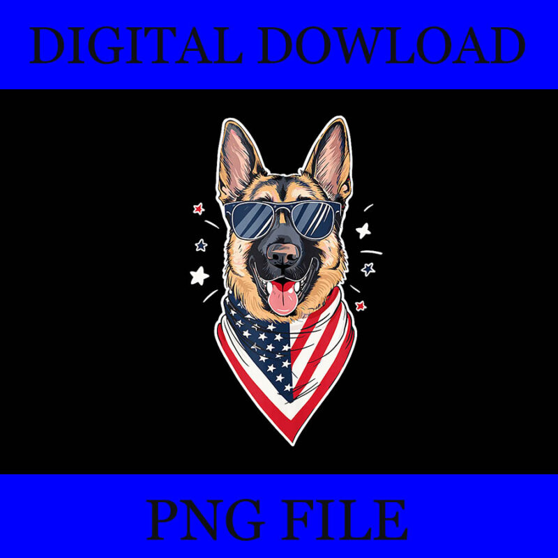 German Shepherd 4th Of July PNG, German Shepherd Flag USA PNG