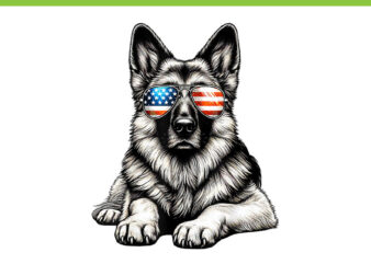 German Shepherd American Flag Sunglasses PNG, German Shepherd 4TH Of July PNG